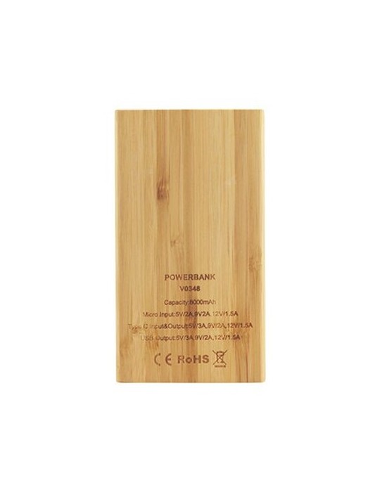 B'RIGHT Power Bank en bambou 8000 mAh | Caroline