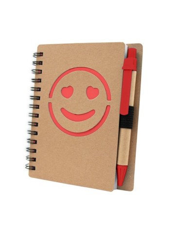 Carnet env. B7 "visage souriant" avec stylo bille | Dylan