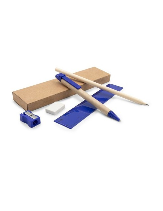 Set scolaire, trousse, crayon, stylo bille, règle, gomme et taille-crayon | Tobias