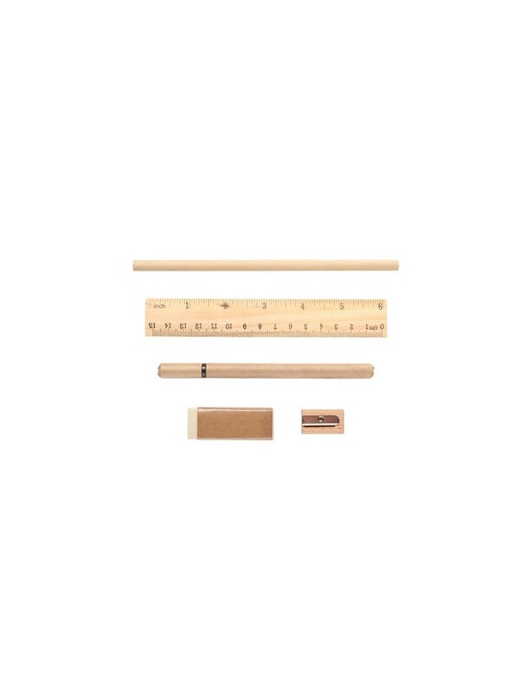Set scolaire, trousse, crayon, stylo bille, règle, gomme et taille-crayon | Landon