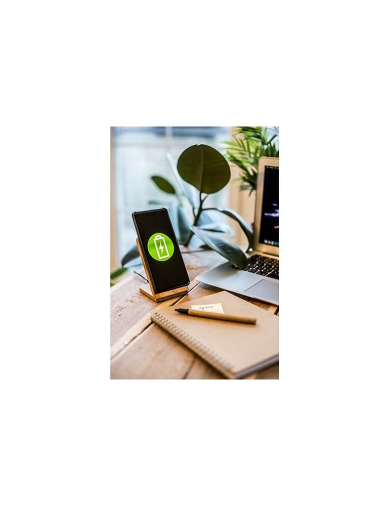 B'RIGHT chargeur sans fil en bambou 10W, support pour téléphone | Wilder