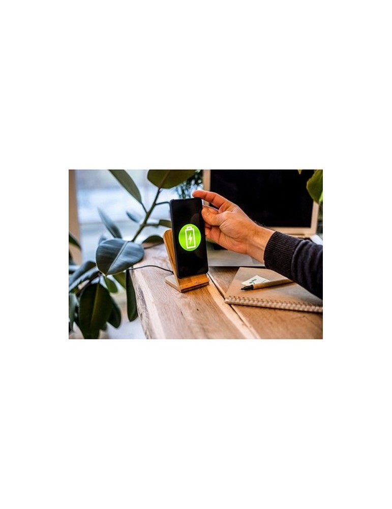 B'RIGHT chargeur sans fil en bambou 10W, support pour téléphone | Wilder