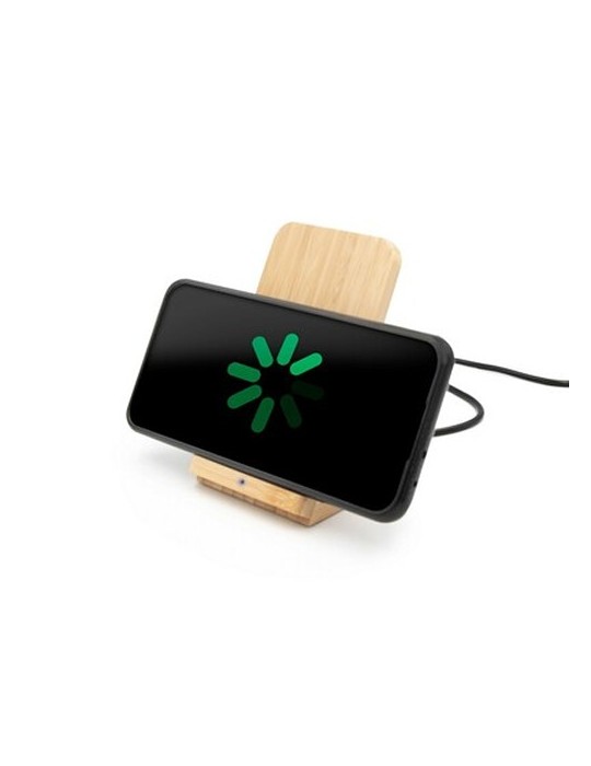 B'RIGHT chargeur sans fil en bambou 10W, support pour téléphone | Wilder