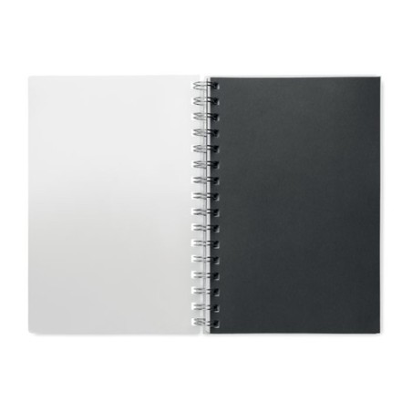 Carnet A5 Éco-responsable à Spirales en RPET ANOTATE Matières : papier recyclé Couleurs : noir personnalisation rapide en France