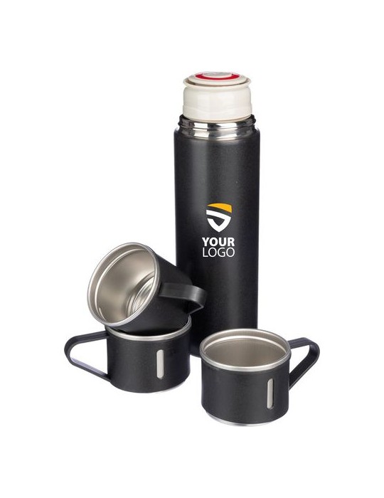 Set personnalisé d’une bouteille isotherme et deux tasses Herbert pas cher