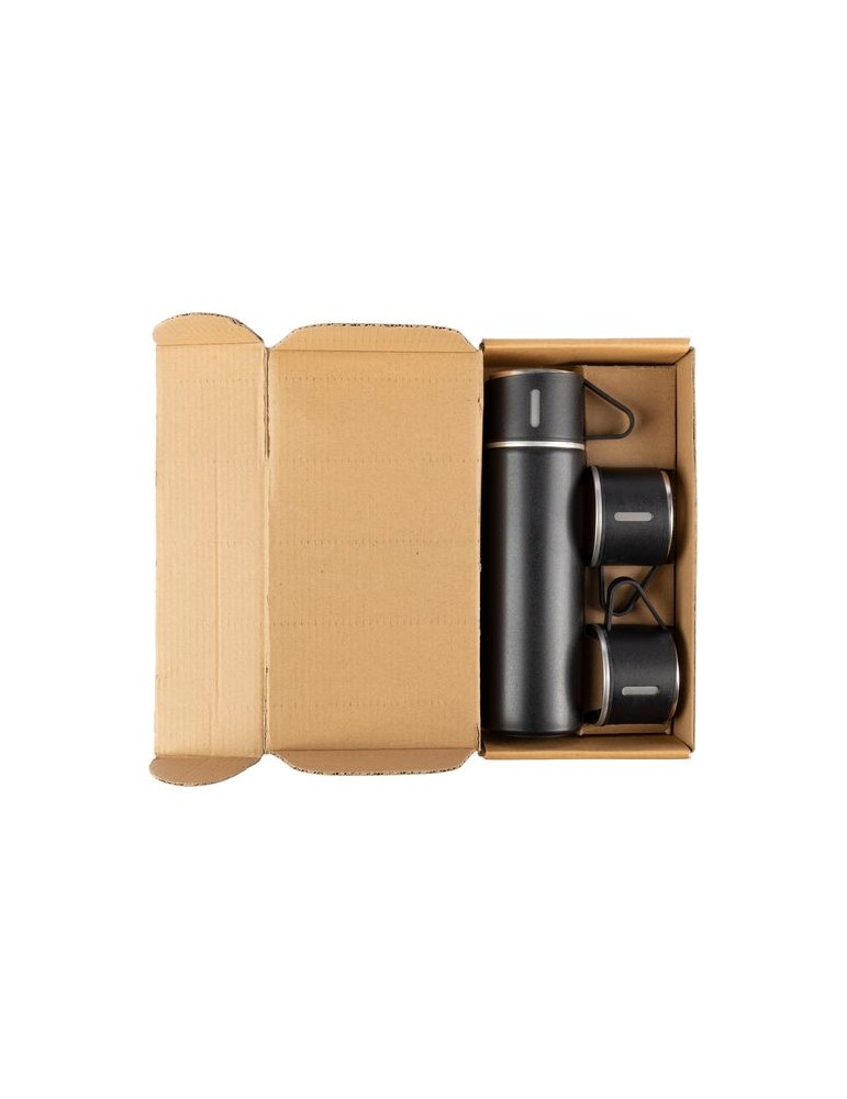 Set personnalisé d’une bouteille isotherme et deux tasses Herbert pas cher