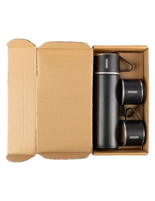 Set personnalisé d’une bouteille isotherme et deux tasses Herbert pas cher