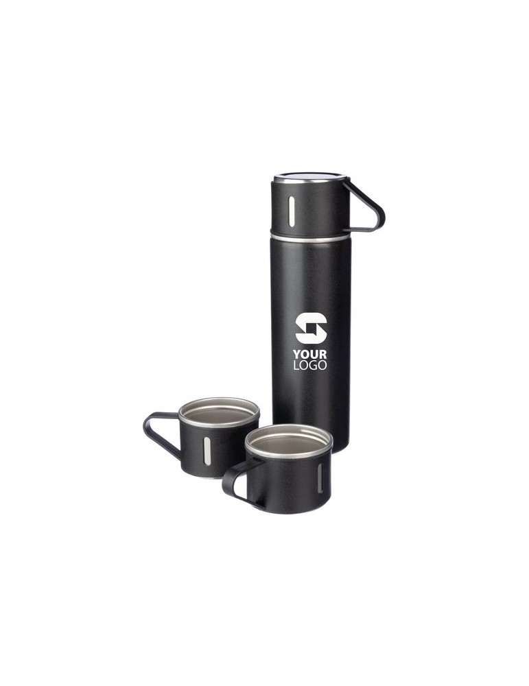 Set personnalisé d’une bouteille isotherme et deux tasses Herbert pas cher