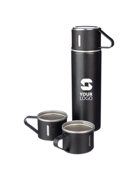 Set personnalisé d’une bouteille isotherme et deux tasses Herbert pas cher