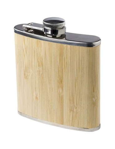 Flasque en Acier Inoxydable et Bambou Personnalisée pas cher | Hayden 2