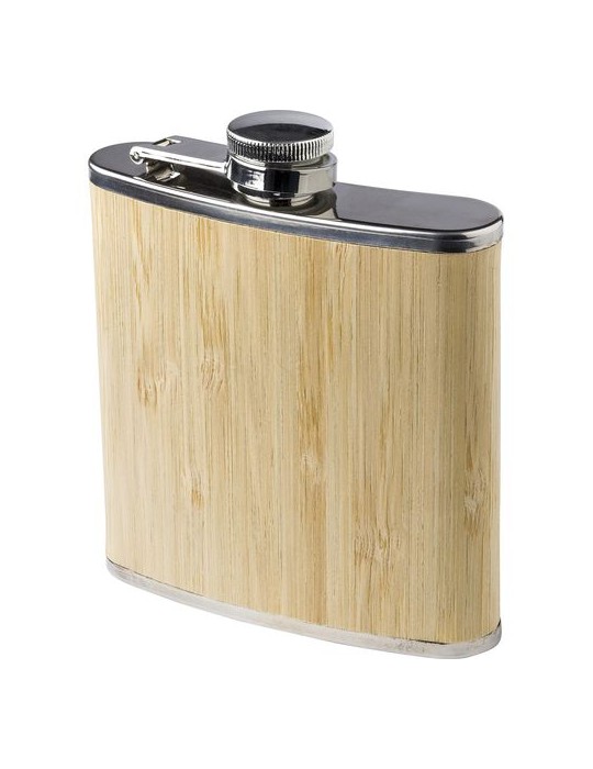 Flasque en Acier Inoxydable et Bambou Personnalisée pas cher | Hayden