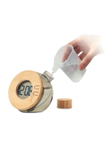 Horloge à Eau en Bambou Personnalisée - DROPPY LUX pas cher