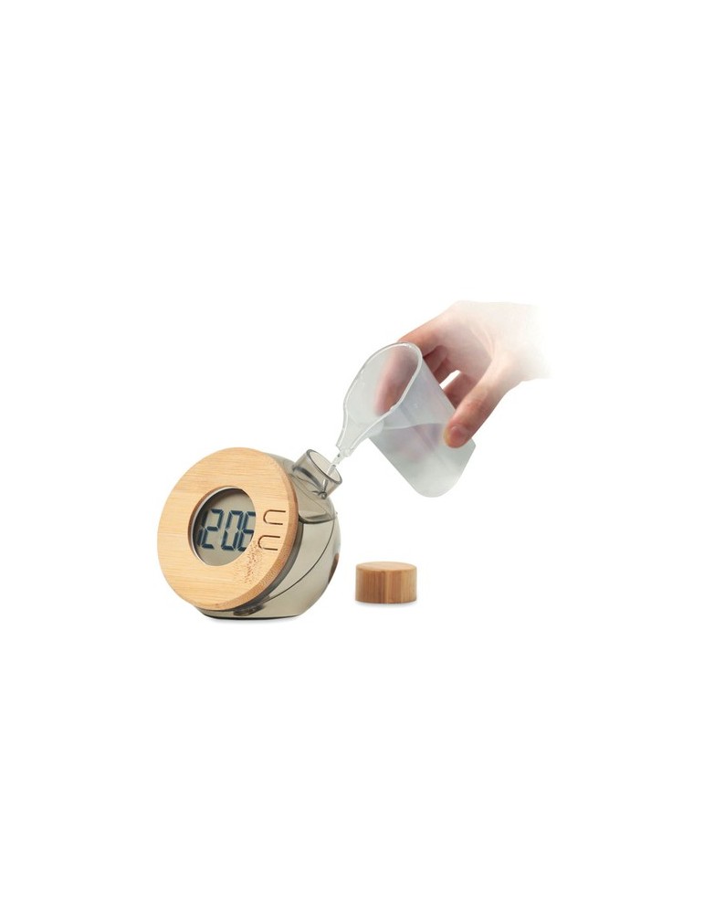 Horloge à Eau en Bambou Personnalisée - DROPPY LUX pas cher