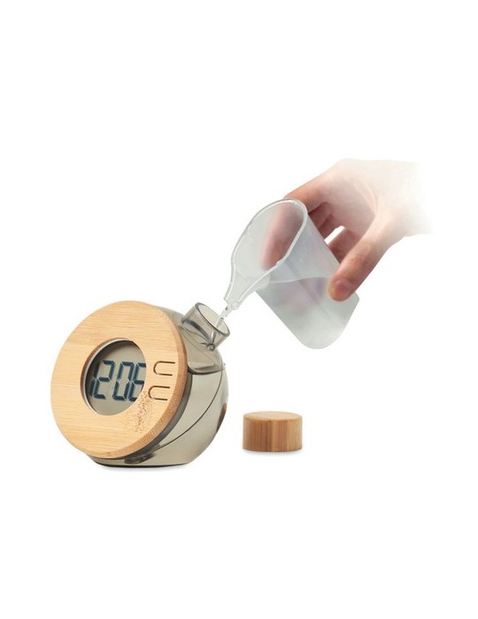 Horloge à Eau en Bambou Personnalisée - DROPPY LUX pas cher