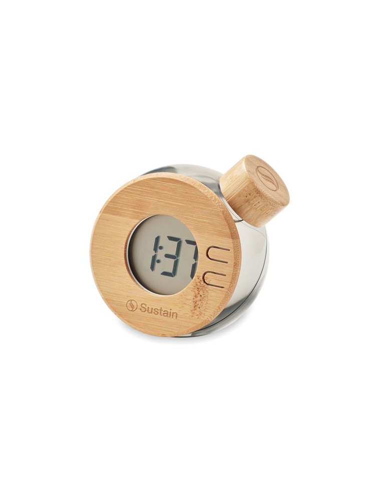 Horloge à Eau en Bambou Personnalisée - DROPPY LUX pas cher