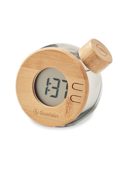 Horloge à Eau en Bambou Personnalisée - DROPPY LUX pas cher
