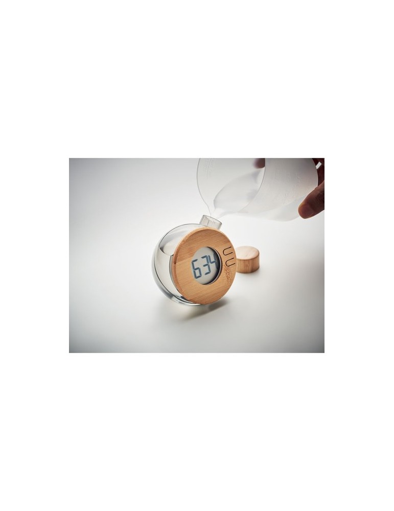 Horloge à Eau en Bambou Personnalisée - DROPPY LUX pas cher