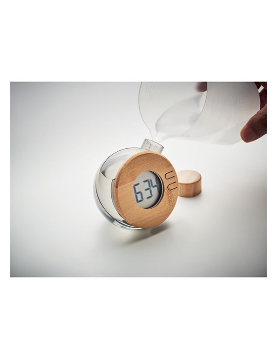 Horloge à Eau en Bambou Personnalisée - DROPPY LUX pas cher
