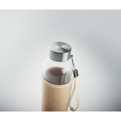 Bouteille  de 500 ml avec housse en jute - UTAH TOUCH Matières : verre Couleurs : beige marquage laser ultra précis