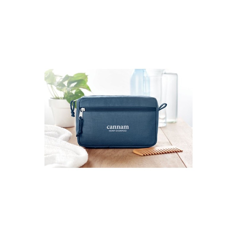 Trousse de toilette  en chanvre | NAIMA COSMETIC Matières : chanvre Couleurs : bleu accessoire événementiel unique