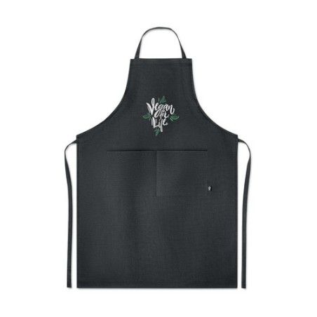Tablier  en chanvre personnalisé | Élégance et praticité pas cher NAIMA APRON Matières : chanvre Couleurs : noir marquage laser 