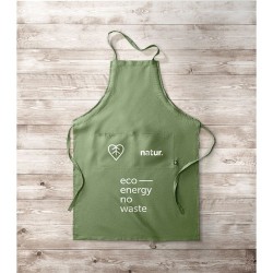 Tablier  en chanvre personnalisé | Élégance et praticité pas cher NAIMA APRON Matières : chanvre Couleurs : vert impression haut