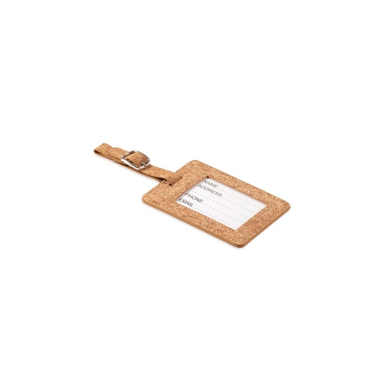 Étiquette à bagage  en liège personnalisable COCO Matières : liège Couleurs : beige