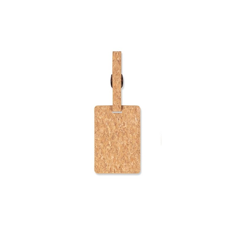 Étiquette à bagage  en liège personnalisable COCO Matières : liège Couleurs : beige personnalisable avec votre logo