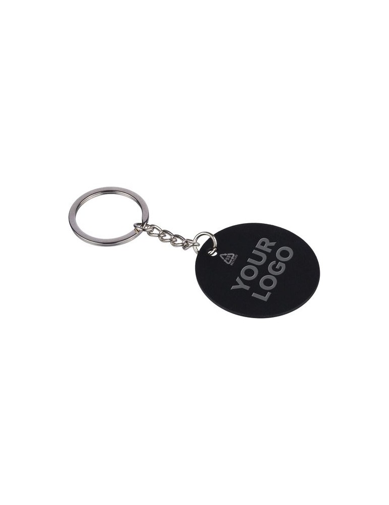 Porte-clés rond en acier inoxydable recyclé Risa