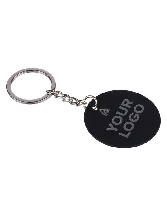 Porte-clés rond en acier inoxydable recyclé Risa