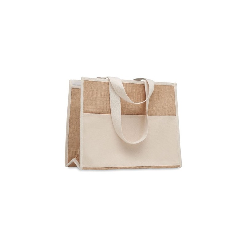 Sac shopping  en toile et jute personnalisé - CAMPO DE GELI Matières : jute Couleurs : beige