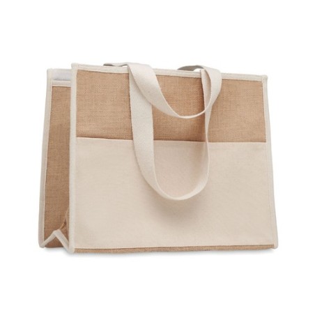 Sac shopping  en toile et jute personnalisé - CAMPO DE GELI Matières : jute Couleurs : beige