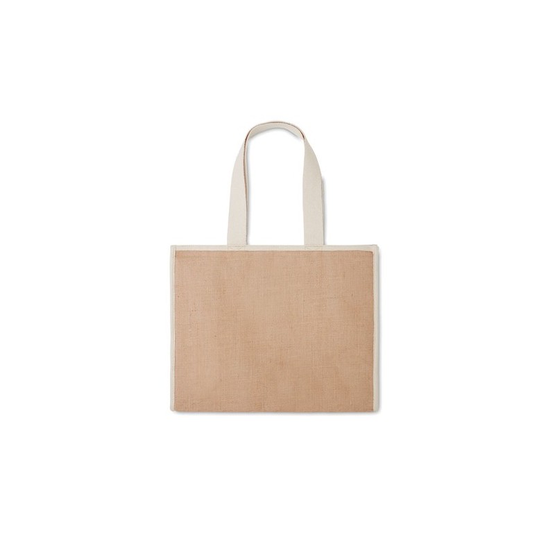 Sac shopping  en toile et jute personnalisé - CAMPO DE GELI Matières : jute Couleurs : beige personnalisable avec votre logo