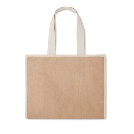 Sac shopping  en toile et jute personnalisé - CAMPO DE GELI Matières : jute Couleurs : beige personnalisable avec votre logo