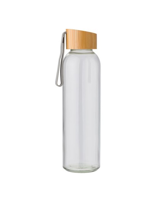 Bouteille en verre 500 ml avec bouchon en bambou personnalisée pas cher -