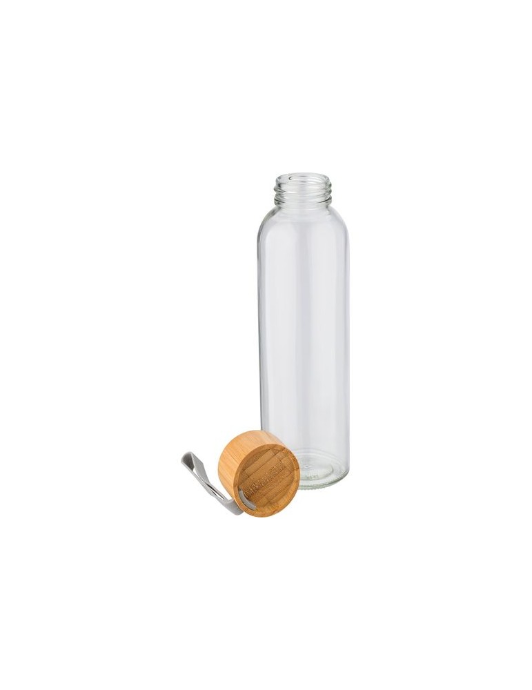 Bouteille en verre 500 ml avec bouchon en bambou personnalisée pas cher -