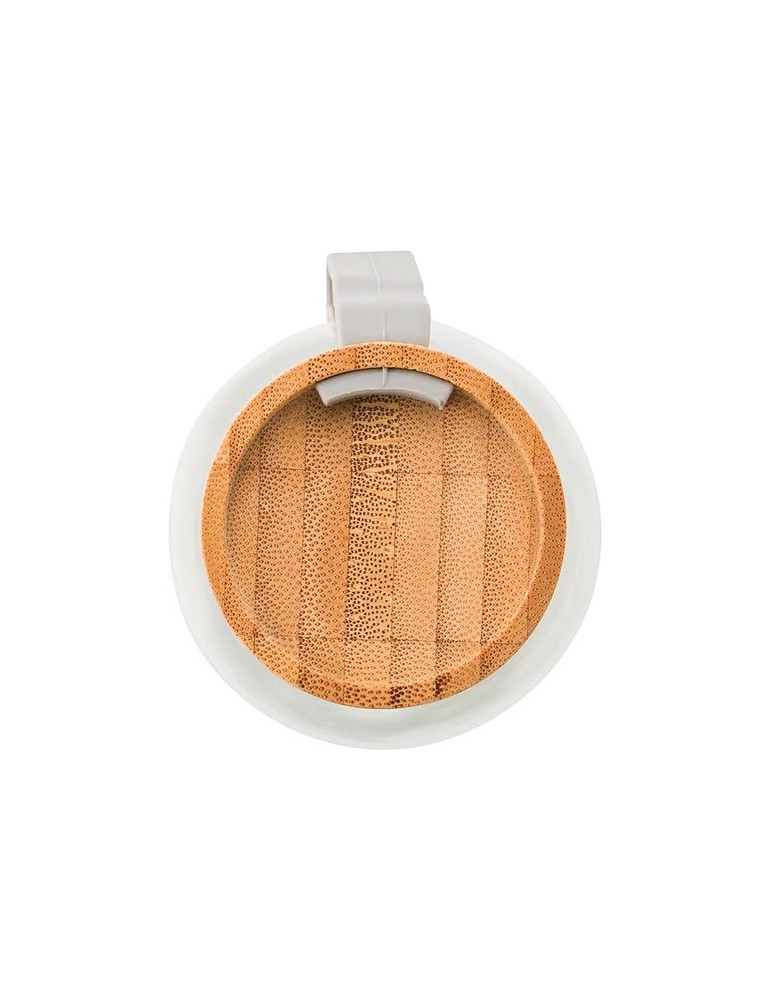 Bouteille en verre 500 ml avec bouchon en bambou personnalisée pas cher -