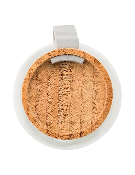 Bouteille en verre 500 ml avec bouchon en bambou personnalisée pas cher -