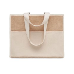 Sac shopping  en toile et jute personnalisé - CAMPO DE GELI Matières : jute Couleurs : beige cadeau entreprise pas cher