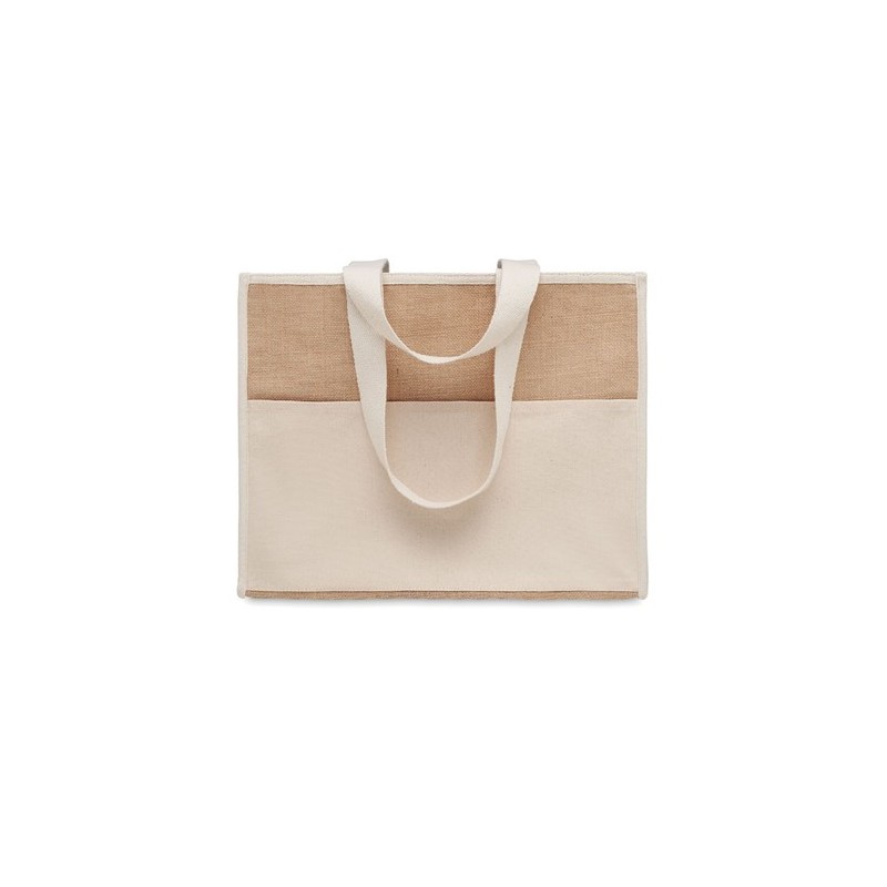 Sac shopping  en toile et jute personnalisé - CAMPO DE GELI Matières : jute Couleurs : beige cadeau entreprise pas cher