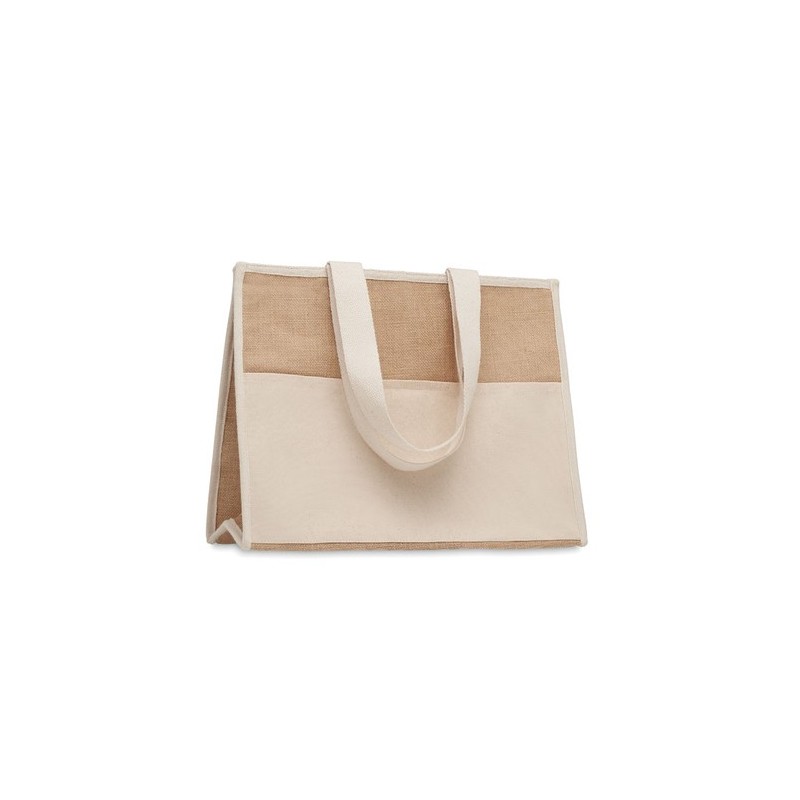 Sac shopping  en toile et jute personnalisé - CAMPO DE GELI Matières : jute Couleurs : beige goodies publicitaire événementiel