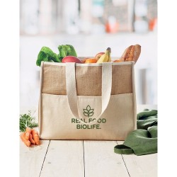 Sac shopping  en toile et jute personnalisé - CAMPO DE GELI Matières : jute Couleurs : beige impression haute définition