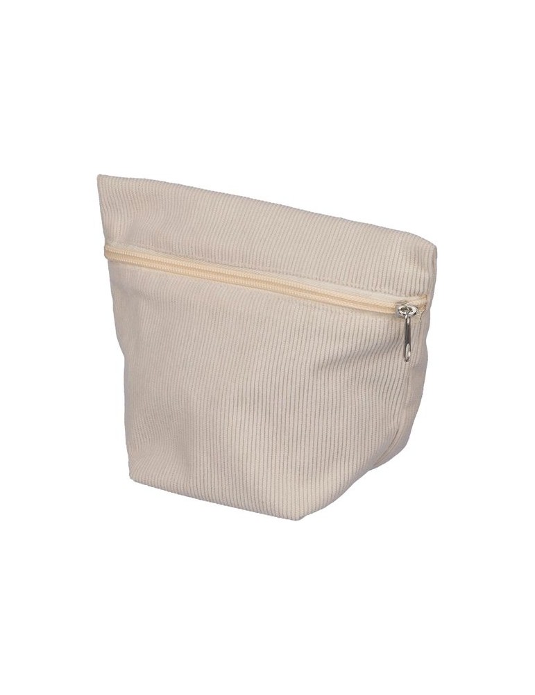 Trousse à maquillage zippée en velours côtelé Tia