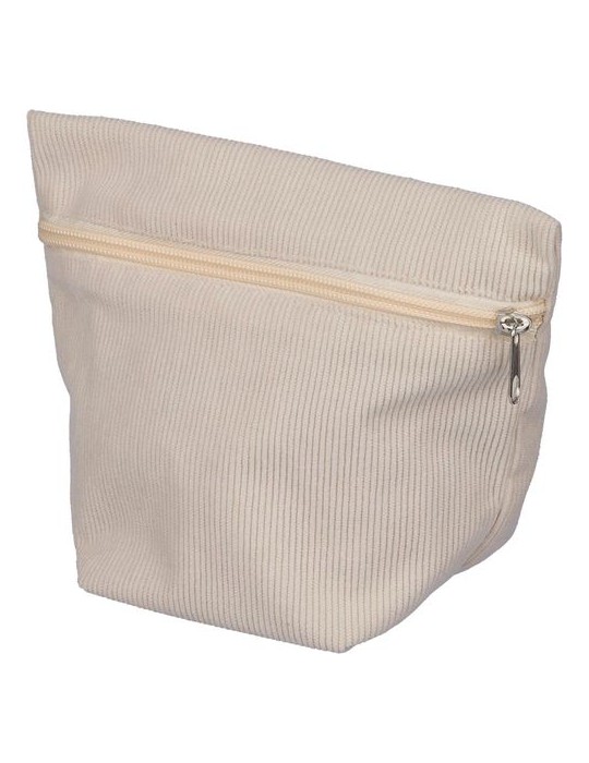 Trousse à maquillage zippée en velours côtelé Tia