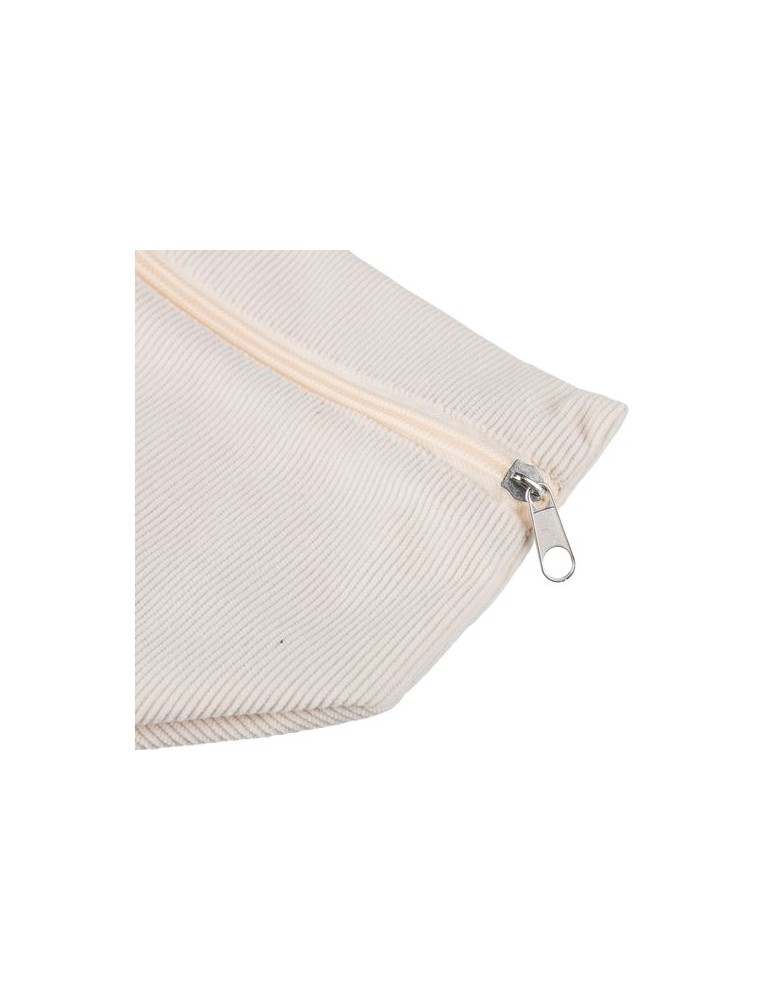 Trousse à maquillage zippée en velours côtelé Tia
