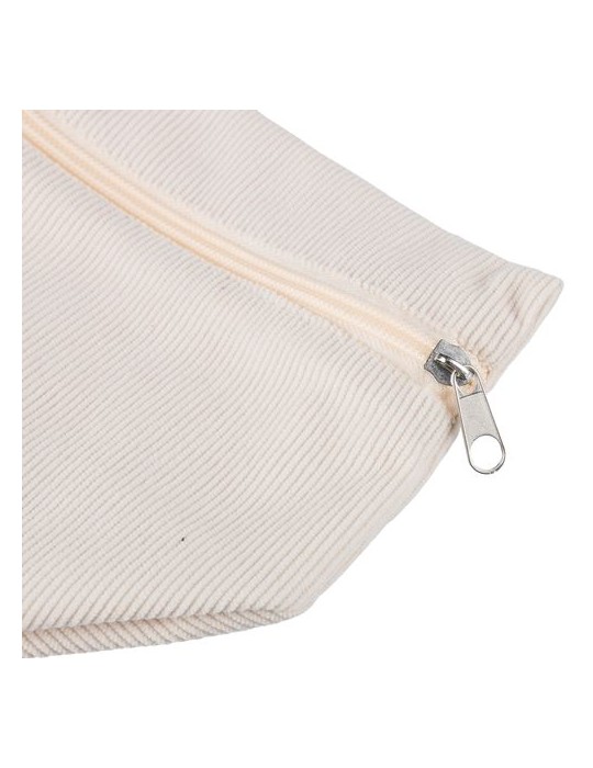 Trousse à maquillage zippée en velours côtelé Tia