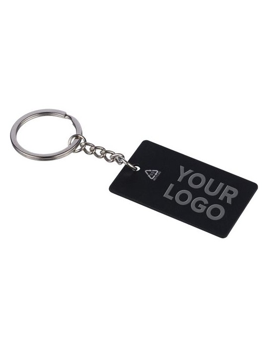 Porte-clés rectangulaire en acier inoxydable recyclé Jax