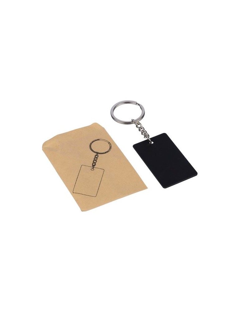 Porte-clés rectangulaire en acier inoxydable recyclé Jax