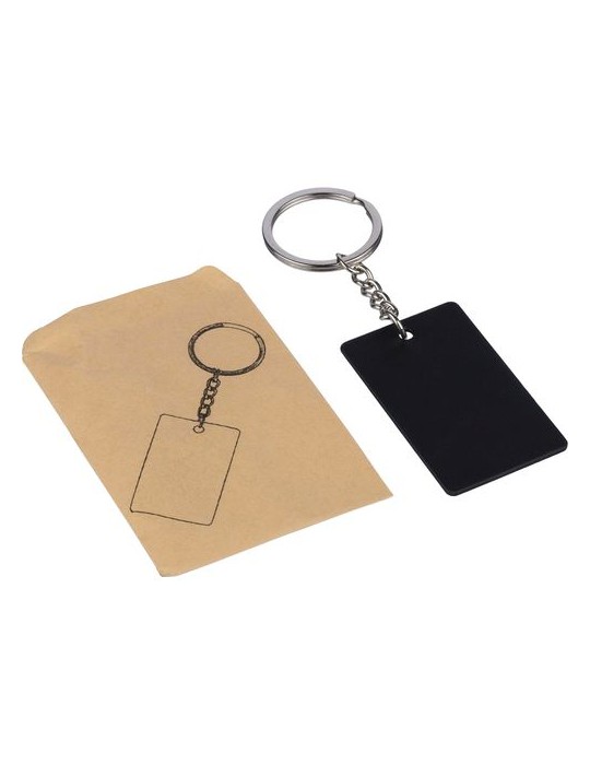 Porte-clés rectangulaire en acier inoxydable recyclé Jax