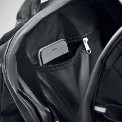 Sac à dos  et personnalisé en RPET - MONTE LOMO Matières : PET recyclé Couleurs : noir goodies publicitaire événementiel
